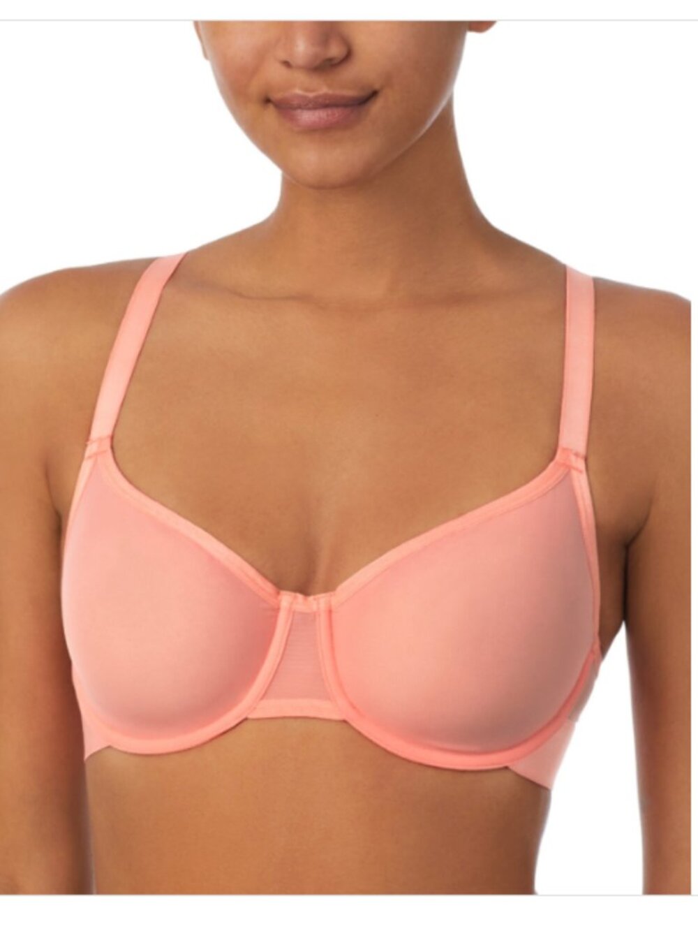 Dkny Women's Sheers Unlined Demi Bra, DK4085 - Shell Pink